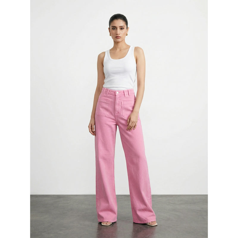Pink Pockets Wide Leg Jeans | Montivo Pakistan
