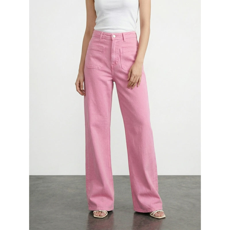 Pink Pockets Wide Leg Jeans | Montivo Pakistan