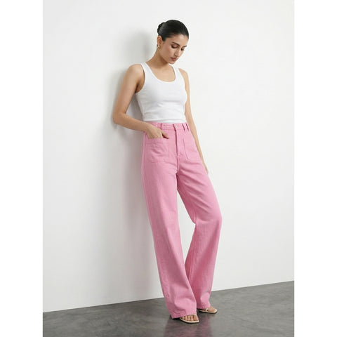 Pink Pockets Wide Leg Jeans | Montivo Pakistan