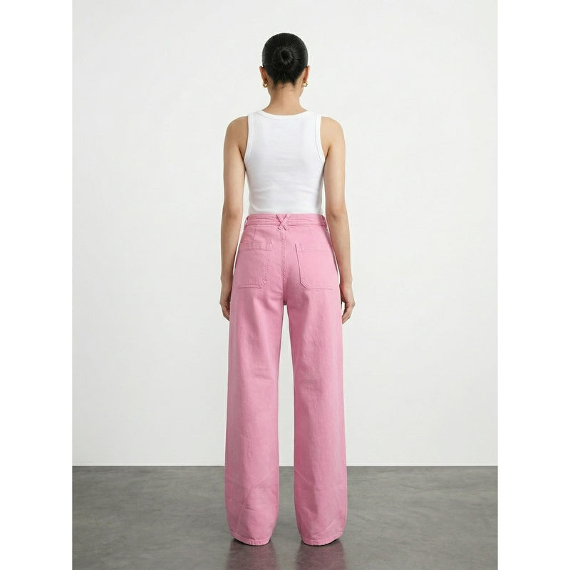 Pink Pockets Wide Leg Jeans | Montivo Pakistan