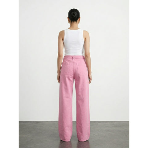 Pink Pockets Wide Leg Jeans | Montivo Pakistan