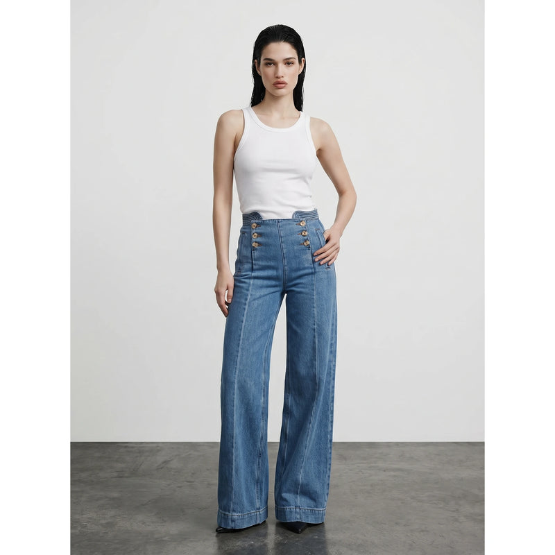 Mid Blue Wide Leg Jeans | Montivo Pakistan