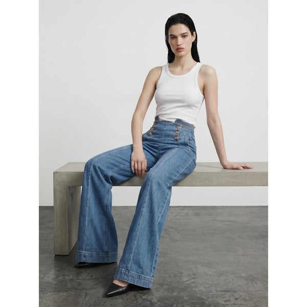 Mid Blue Wide Leg Jeans | Montivo Pakistan