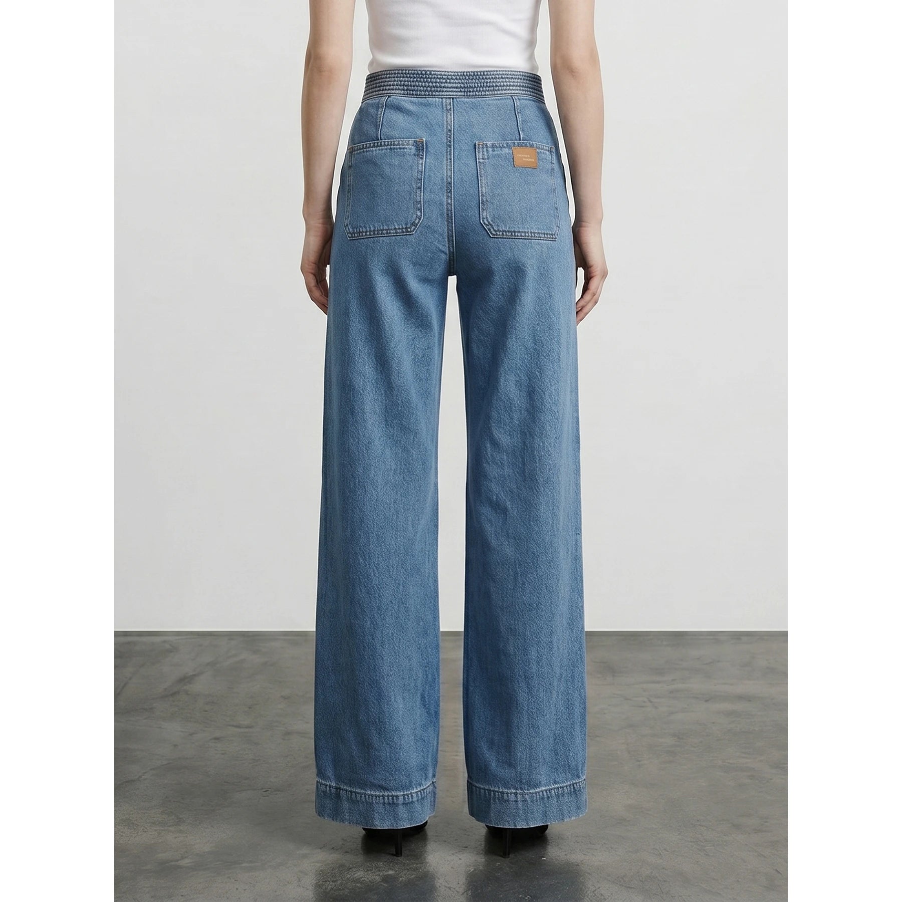 Mid Blue Wide Leg Jeans | Montivo Pakistan