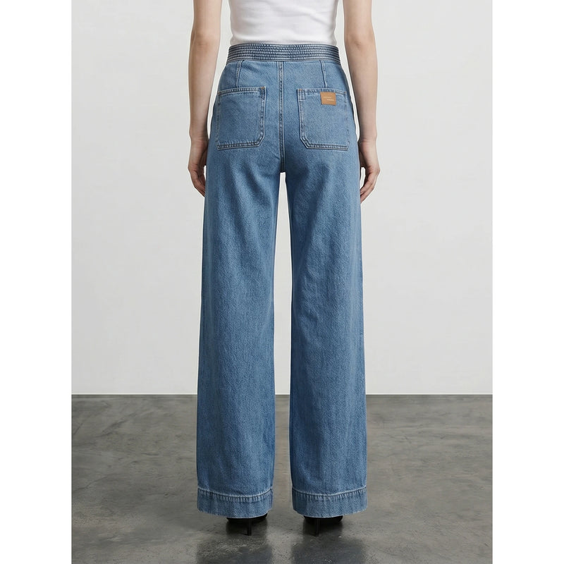 Mid Blue Wide Leg Jeans | Montivo Pakistan