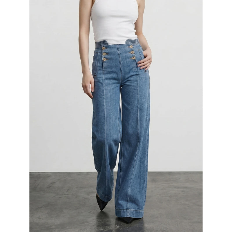 Mid Blue Wide Leg Jeans | Montivo Pakistan