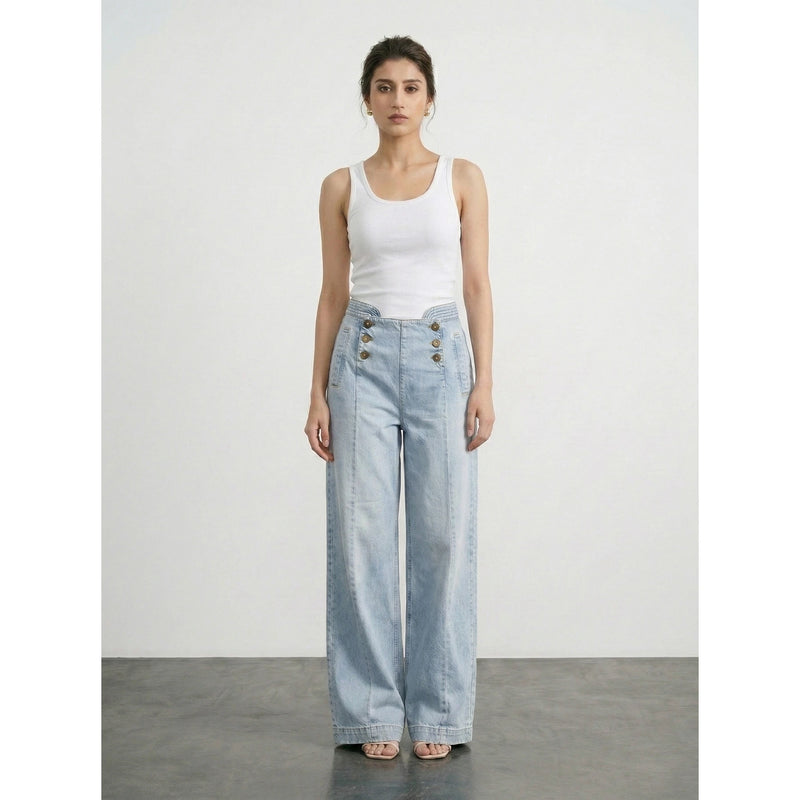 Light Blue Wide Leg Jeans | Montivo Pakistan