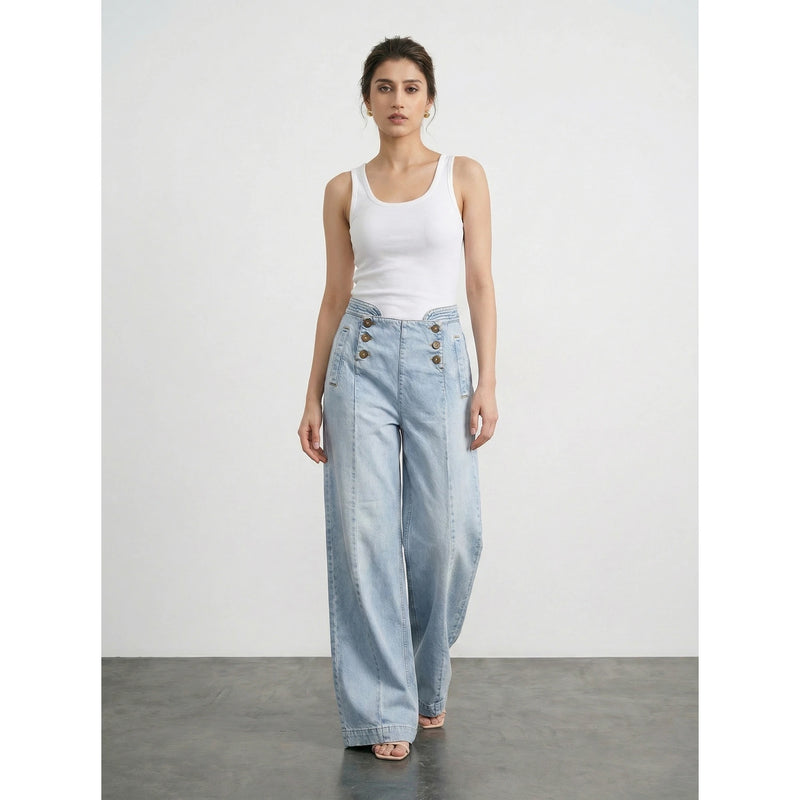 Light Blue Wide Leg Jeans | Montivo Pakistan