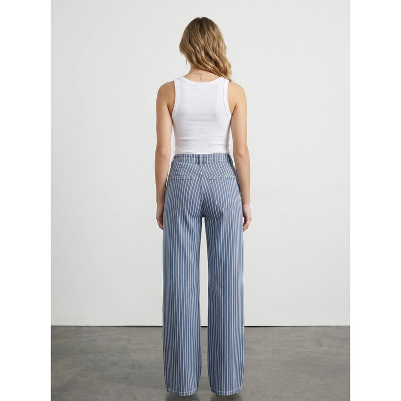 Blue Stripes Wide Leg Jeans | Montivo Pakistan