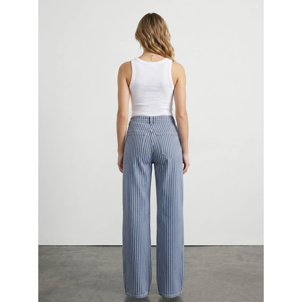 Blue Stripes Wide Leg Jeans | Montivo Pakistan