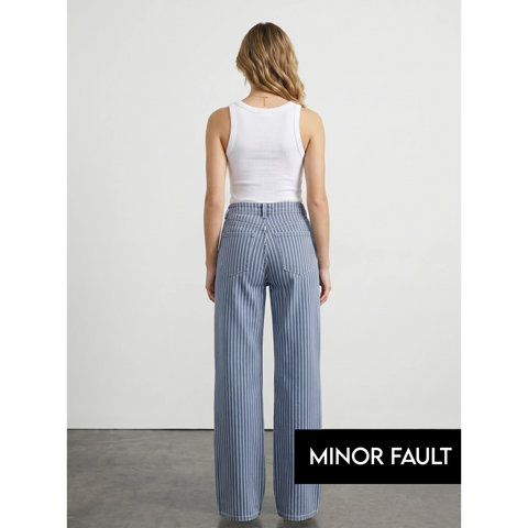 (Minor Fault) Blue Stripes Wide Leg Jeans | Montivo Pakistan