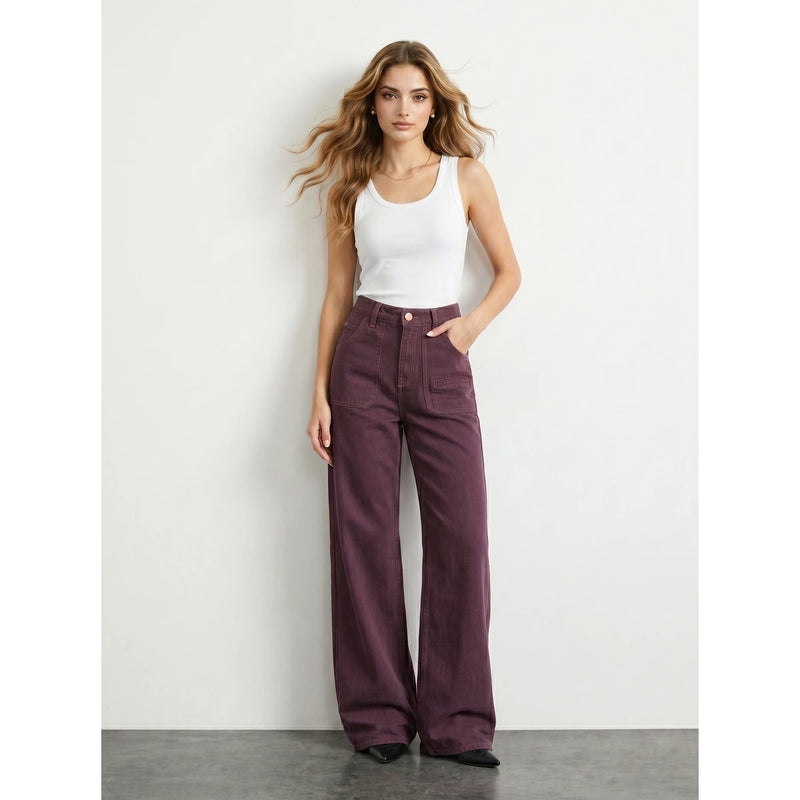 Plum Wide Leg Jeans | Montivo Pakistan