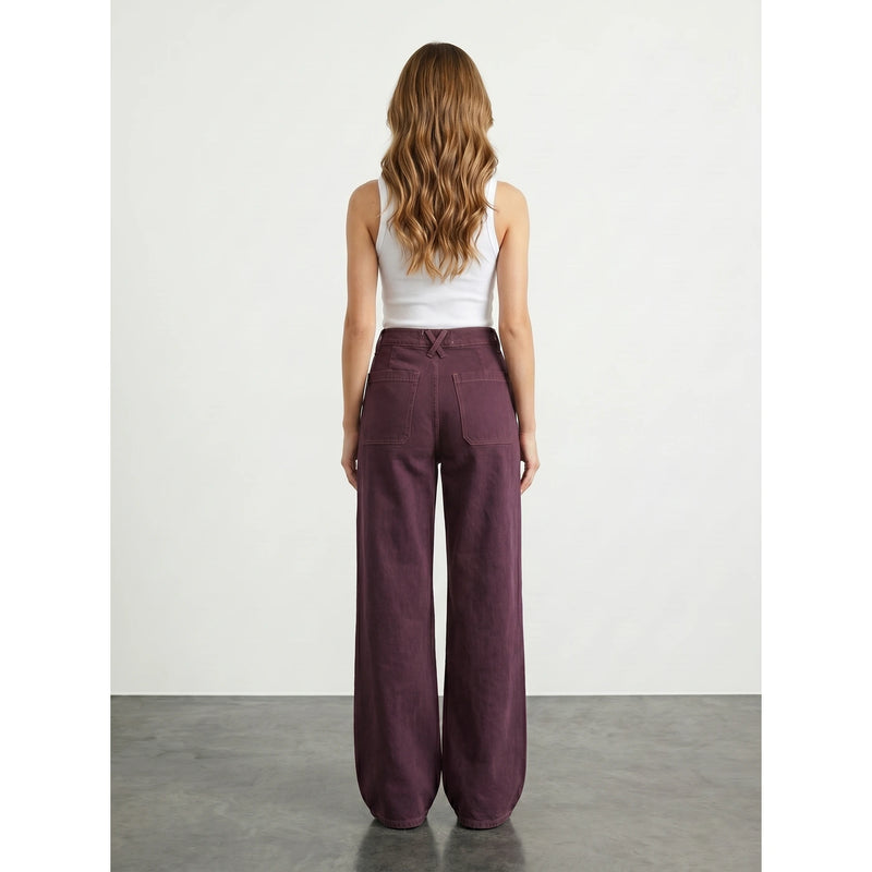 Plum Wide Leg Jeans | Montivo Pakistan