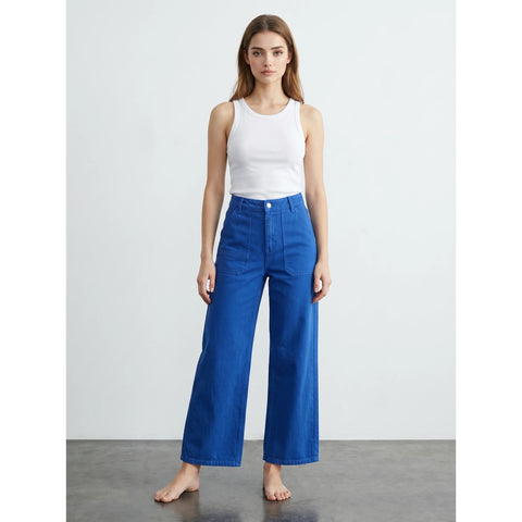 Royal Blue Wide Leg Jeans | Montivo Pakistan
