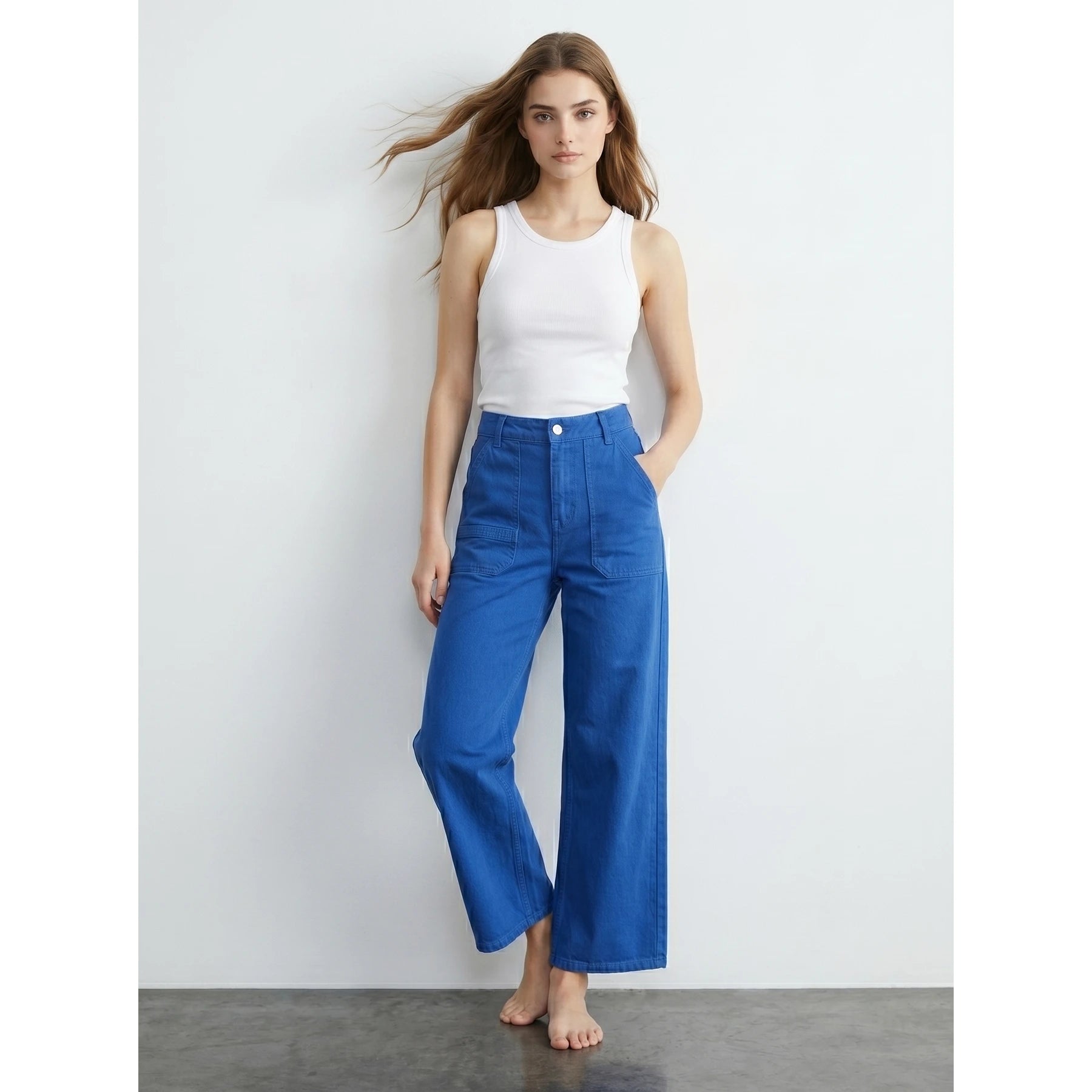 Royal Blue Wide Leg Jeans | Montivo Pakistan