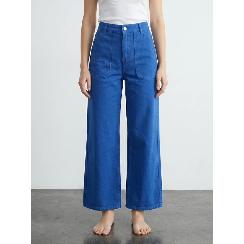 Royal Blue Wide Leg Jeans | Montivo Pakistan
