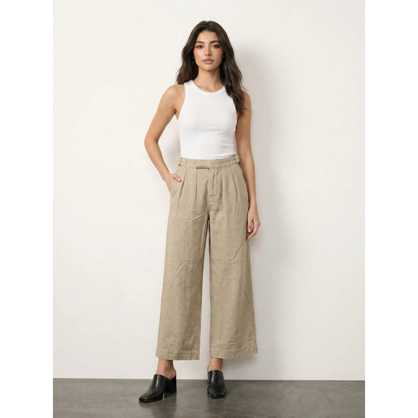 Beige Linen Wide Leg Jeans | Montivo Pakistan