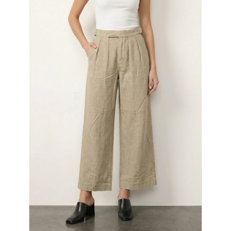 Beige Linen Wide Leg Jeans | Montivo Pakistan