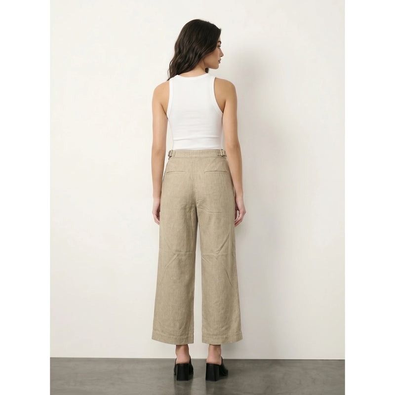Beige Linen Wide Leg Jeans | Montivo Pakistan