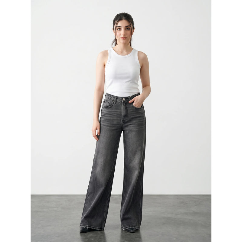 Grey Wide Leg Jeans | Montivo Pakistan