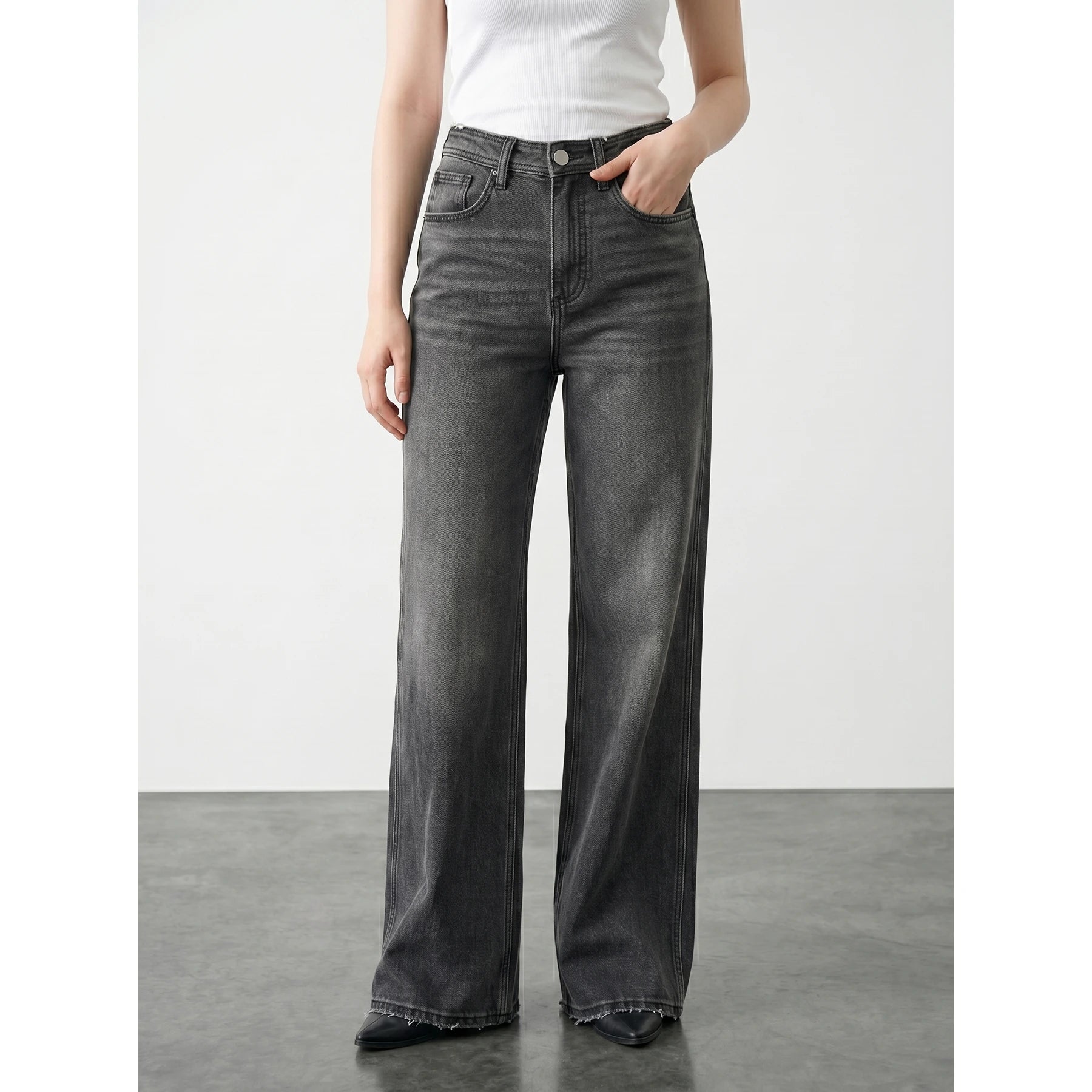 Grey Wide Leg Jeans | Montivo Pakistan
