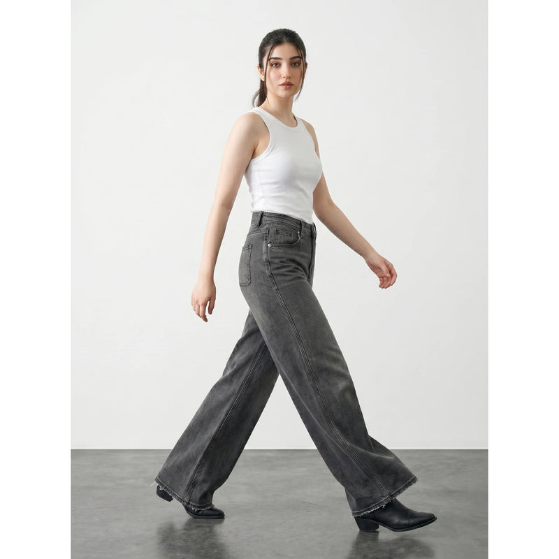 Grey Wide Leg Jeans | Montivo Pakistan