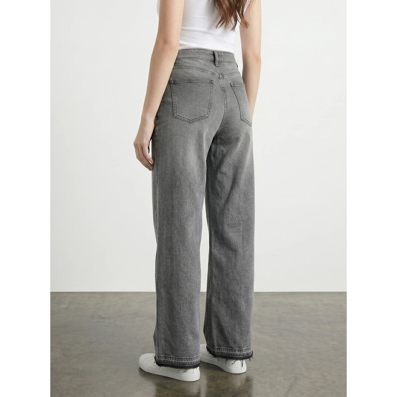 Grey Frayed Hem Wide Leg Jeans | Montivo Pakistan