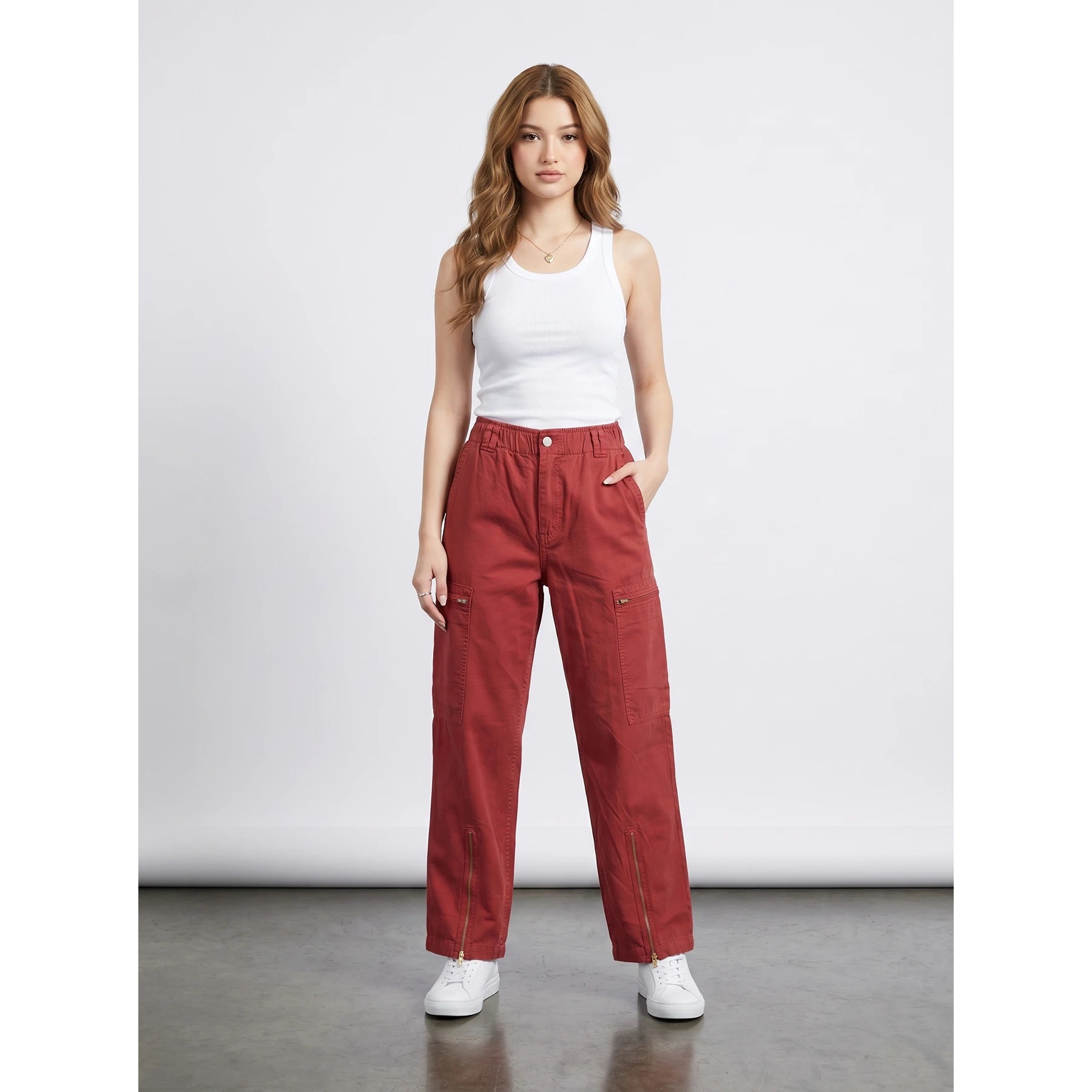 Red Straight Leg Cargo Trousers | Montivo Pakistan
