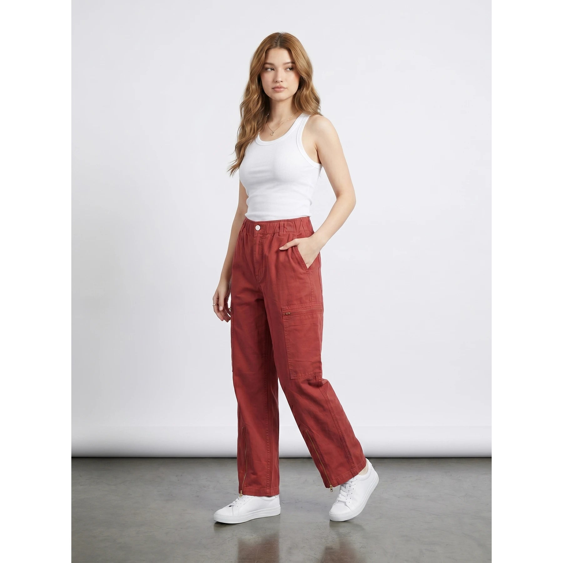 Red Straight Leg Cargo Trousers | Montivo Pakistan