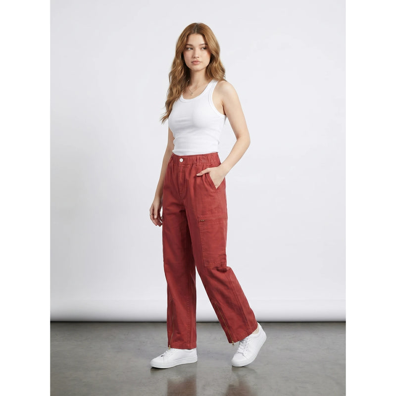 Red Straight Leg Cargo Trousers | Montivo Pakistan