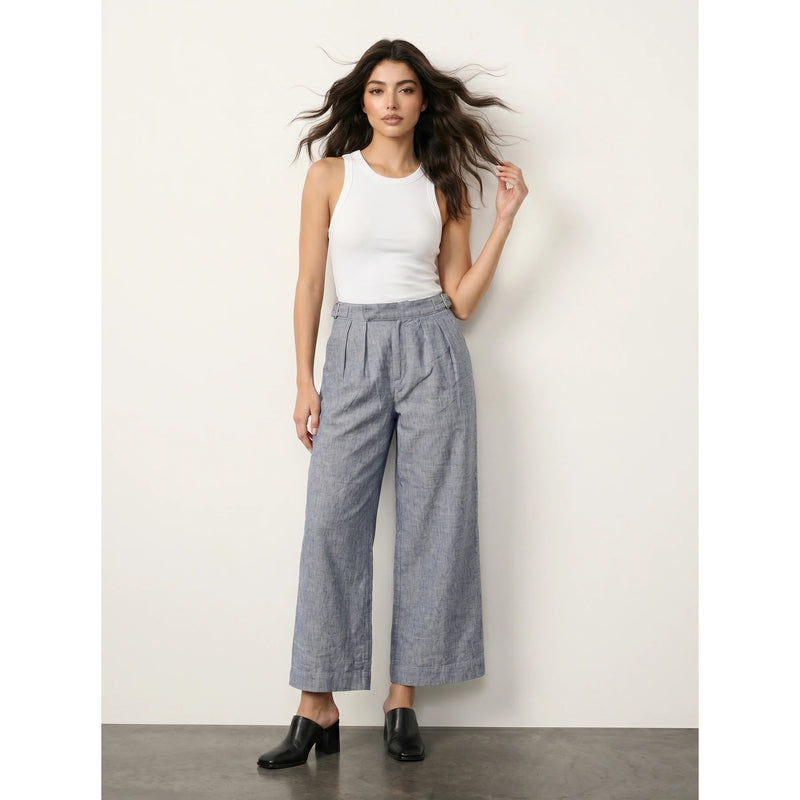 Grey Linen Wide Leg Jeans | Montivo Pakistan