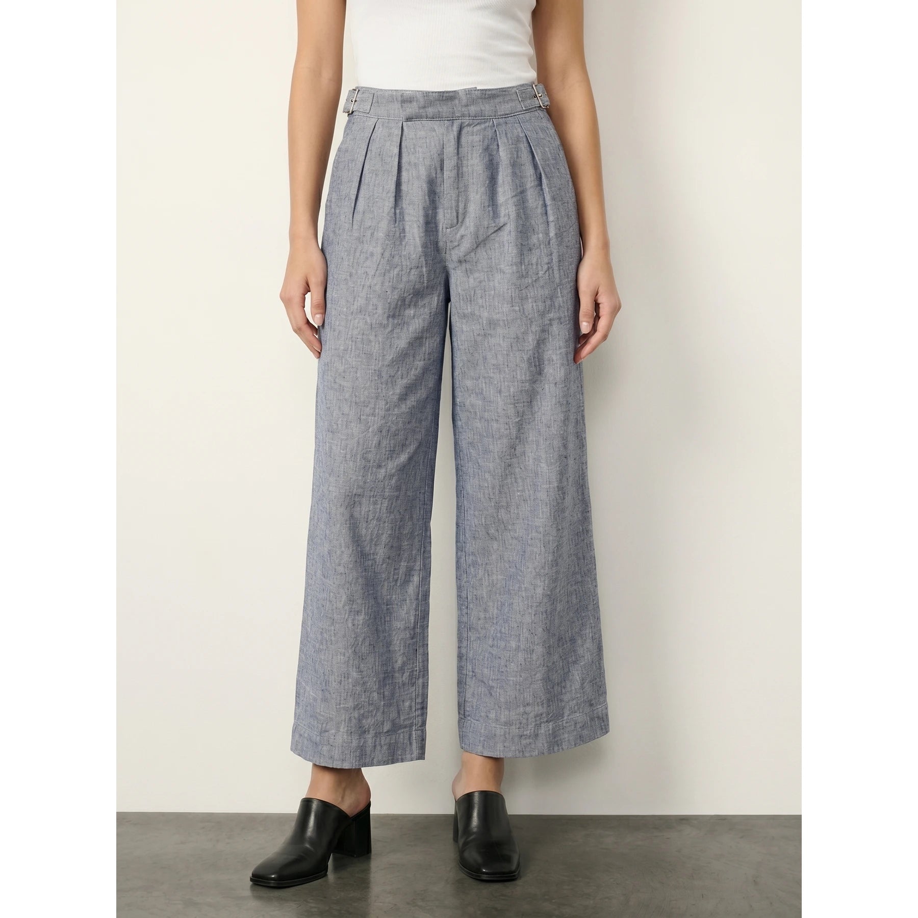 Grey Linen Wide Leg Jeans | Montivo Pakistan