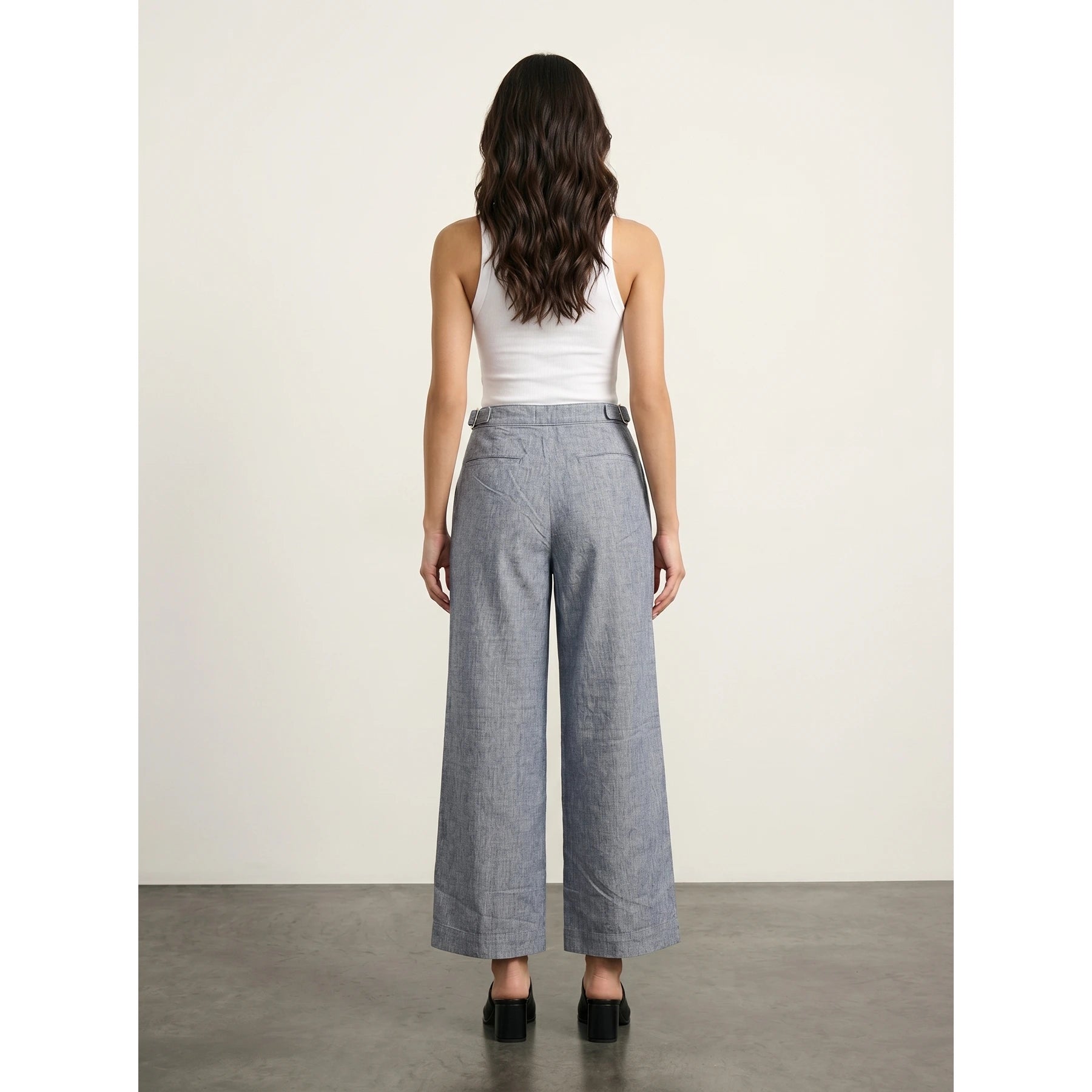 Grey Linen Wide Leg Jeans | Montivo Pakistan