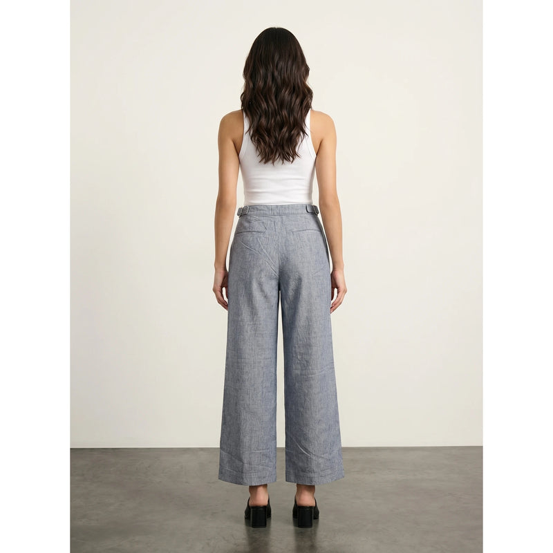 Grey Linen Wide Leg Jeans | Montivo Pakistan