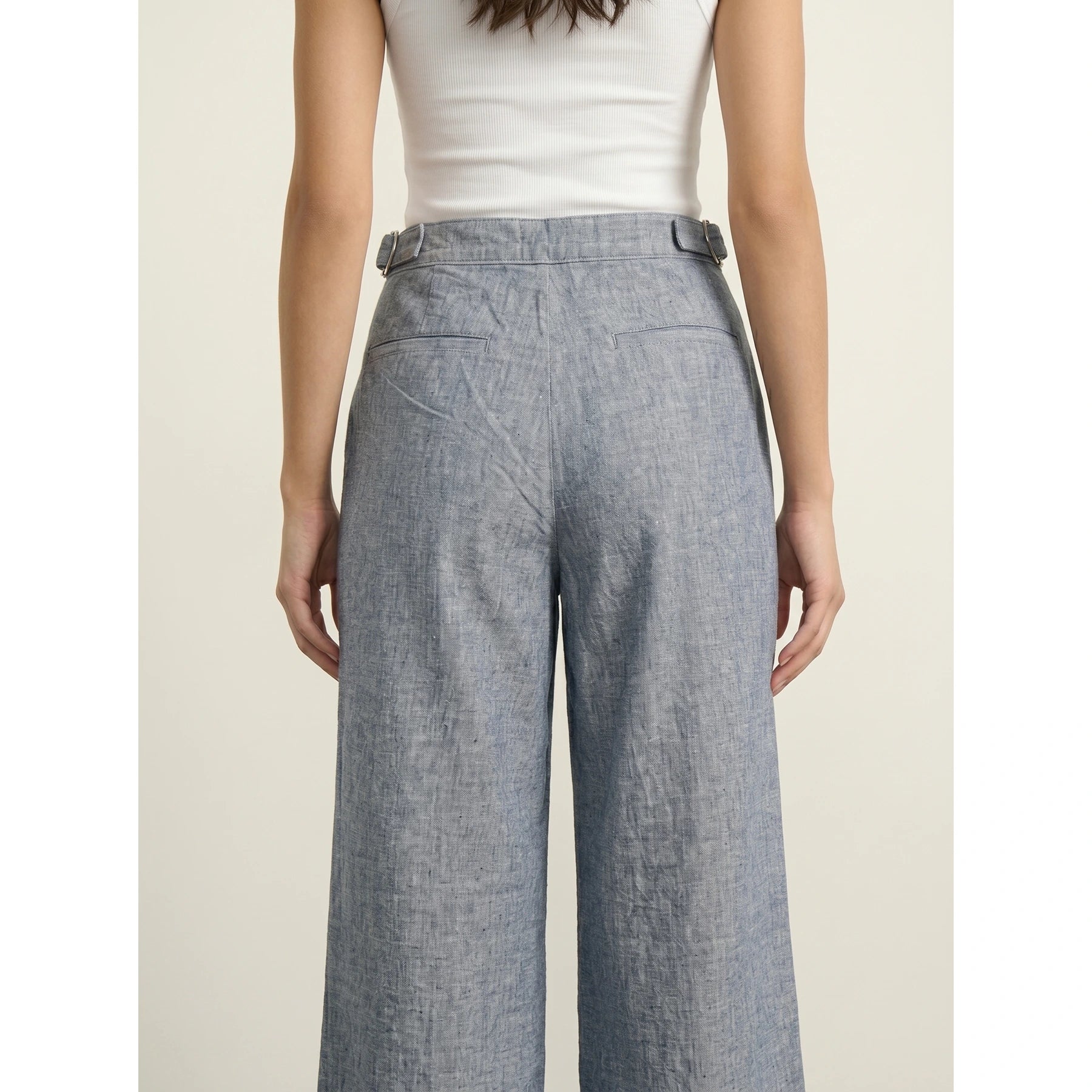 Grey Linen Wide Leg Jeans | Montivo Pakistan