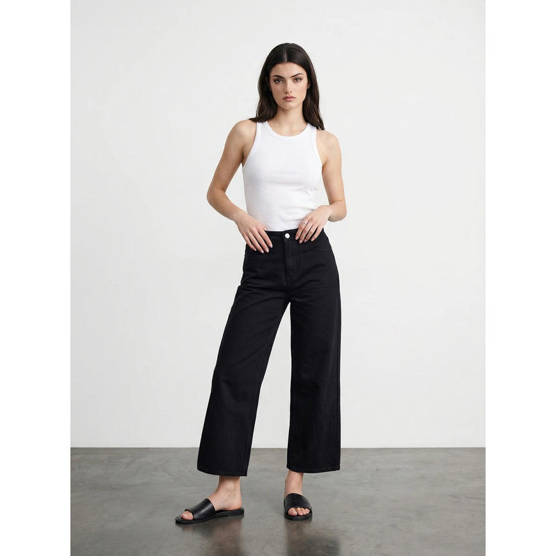 Black Cropped Wide Leg Jeans | Montivo Pakistan