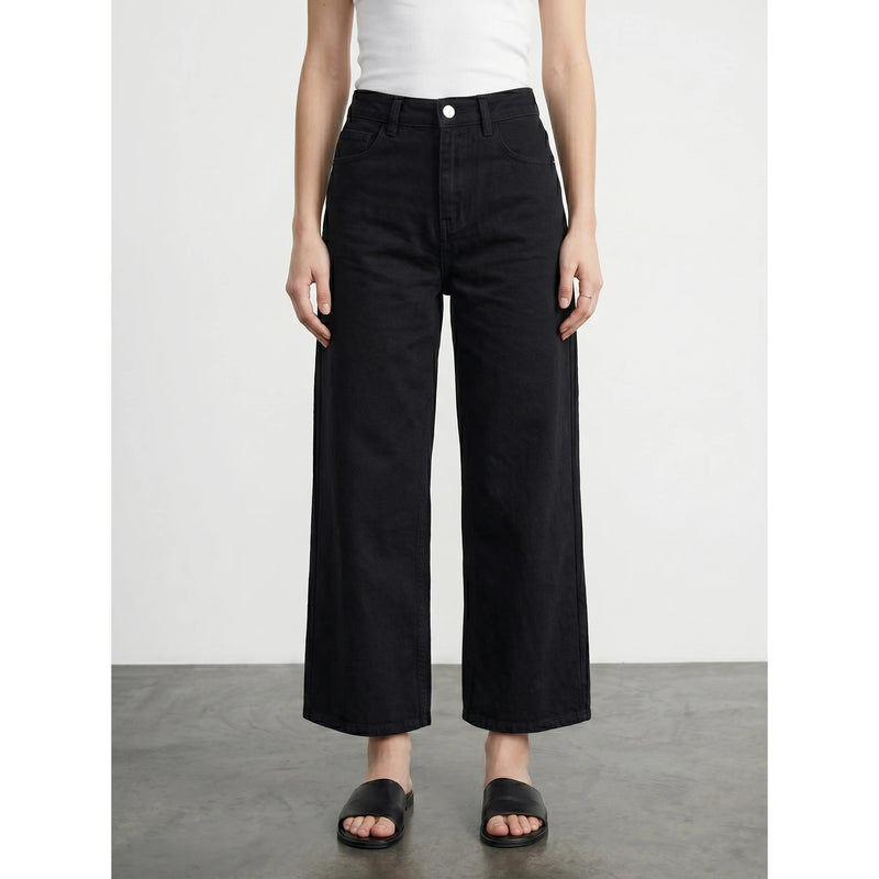 Black Cropped Wide Leg Jeans | Montivo Pakistan