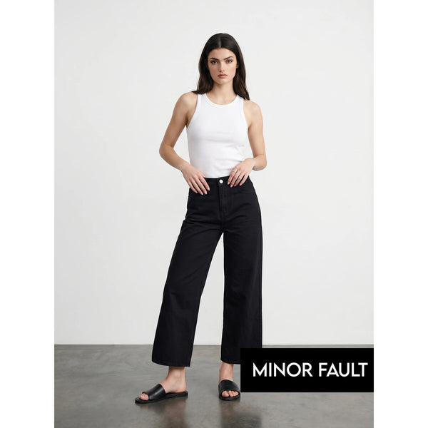 (Minor Fault) Black Cropped Wide Leg Jeans | Montivo Pakistan