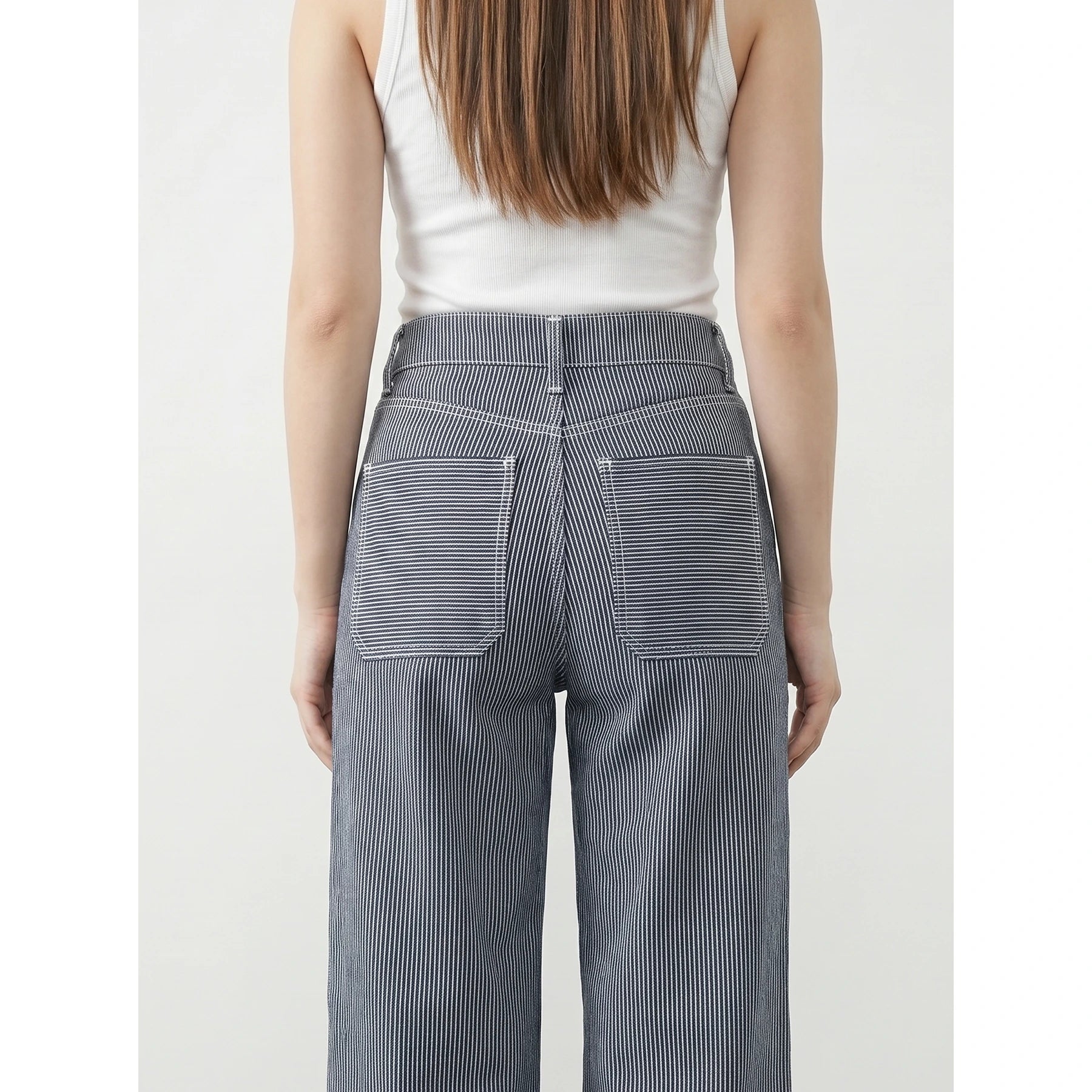 Blue Mini Stripes Cropped Wide Leg Jeans | Montivo Pakistan