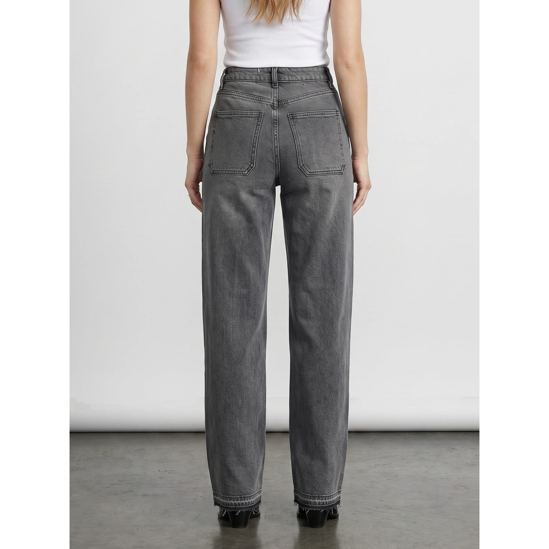 Light Grey Straight Leg Frayed Hem Jeans | Montivo Pakistan