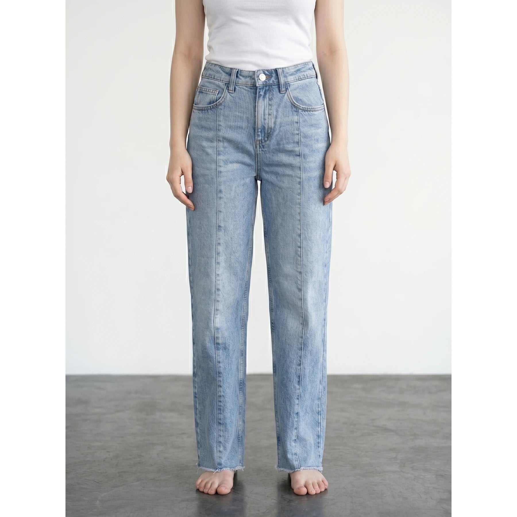 Blue Front Seam Straight Jeans | Montivo Pakistan