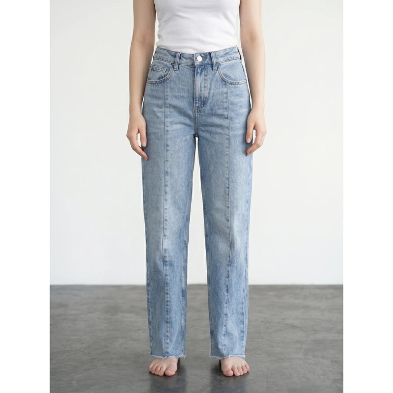 Blue Front Seam Straight Jeans | Montivo Pakistan