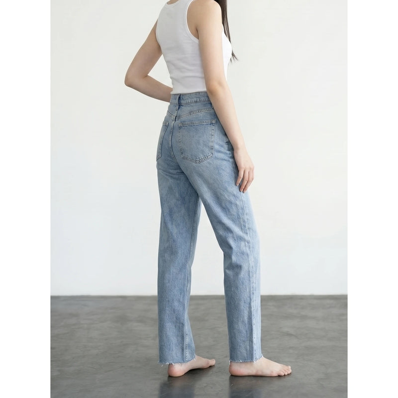 Blue Front Seam Straight Jeans | Montivo Pakistan