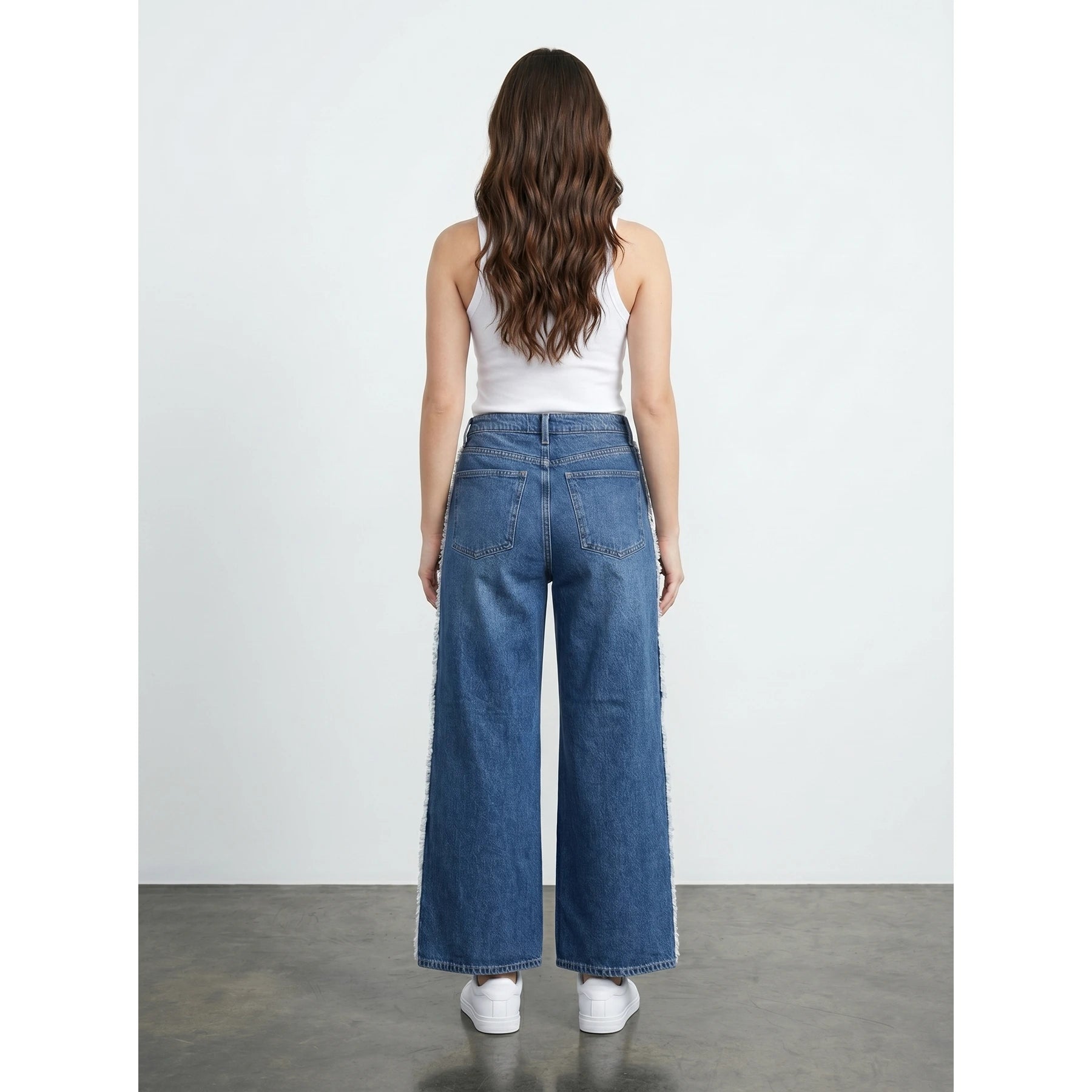Blue Side Frayed Panel Jeans | Montivo Pakistan