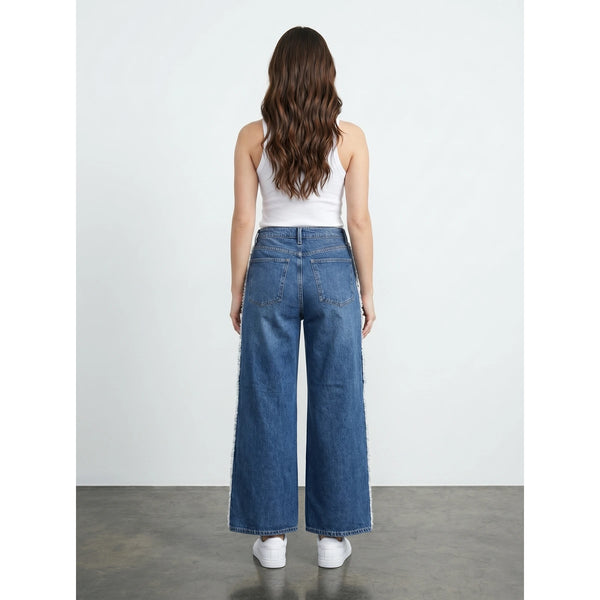 Blue Side Frayed Panel Jeans | Montivo Pakistan