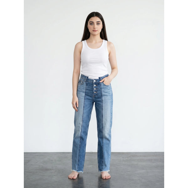 Blue Two Tone Straight Leg Jeans | Montivo Pakistan