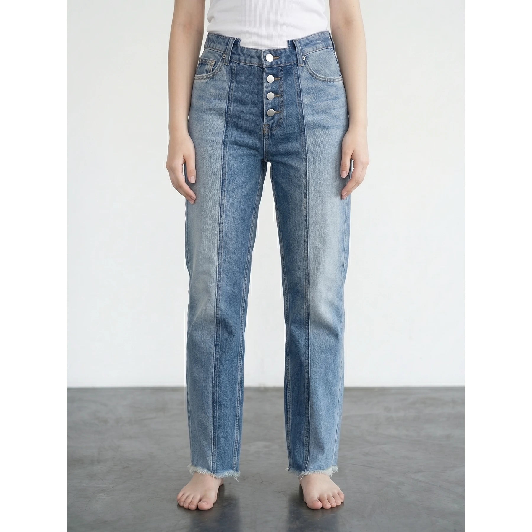 Blue Two Tone Straight Leg Jeans | Montivo Pakistan