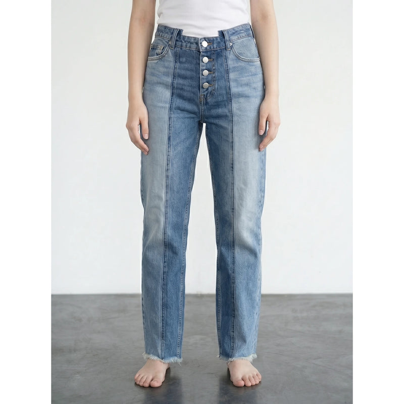 Blue Two Tone Straight Leg Jeans | Montivo Pakistan