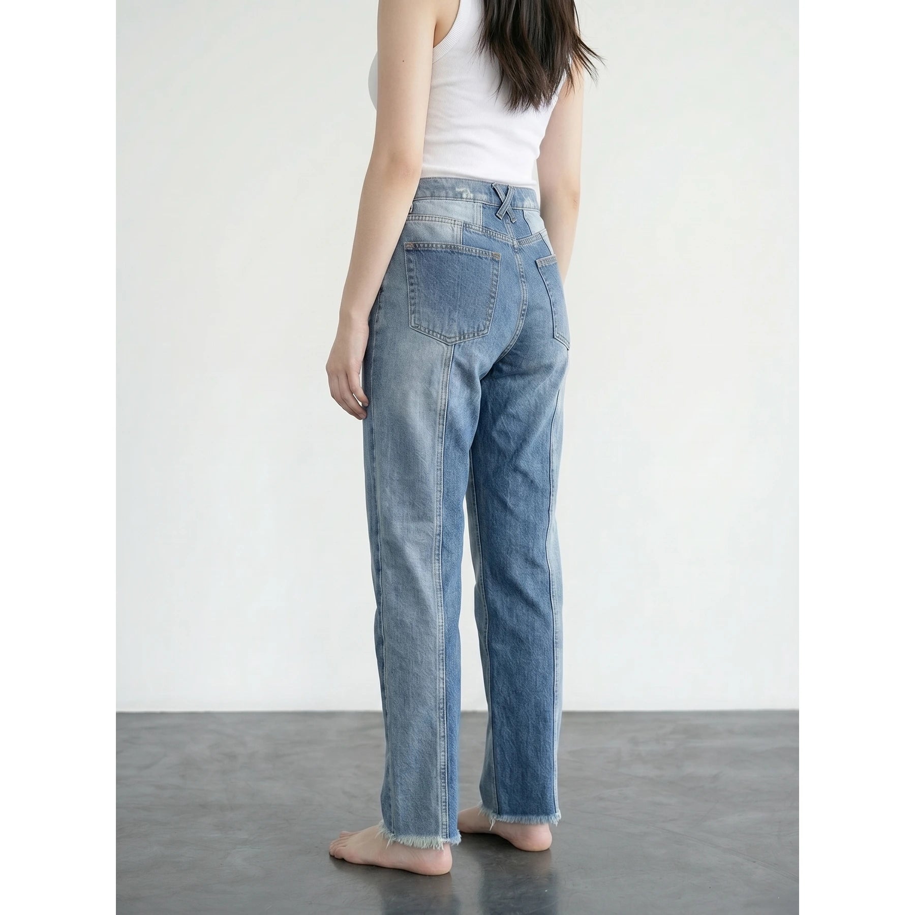 Blue Two Tone Straight Leg Jeans | Montivo Pakistan