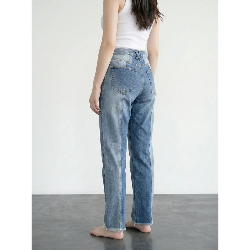 Blue Two Tone Straight Leg Jeans | Montivo Pakistan